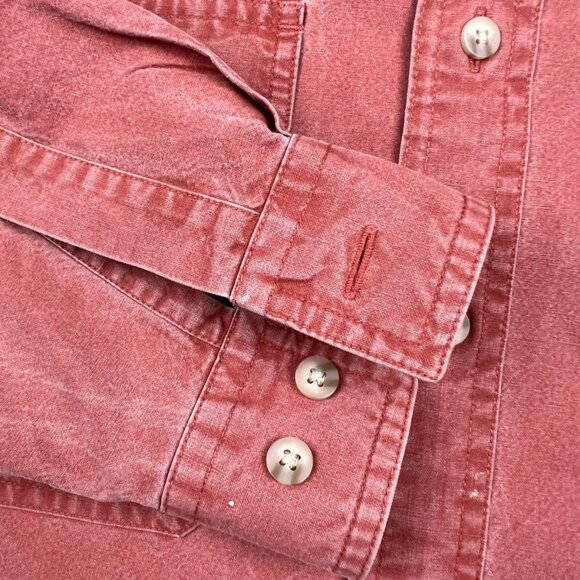 L.L. Bean Men's Size Medium REG 0FCW7 Cotton Button Front Shirt Acid Wash Orange - Picture 3 of 9